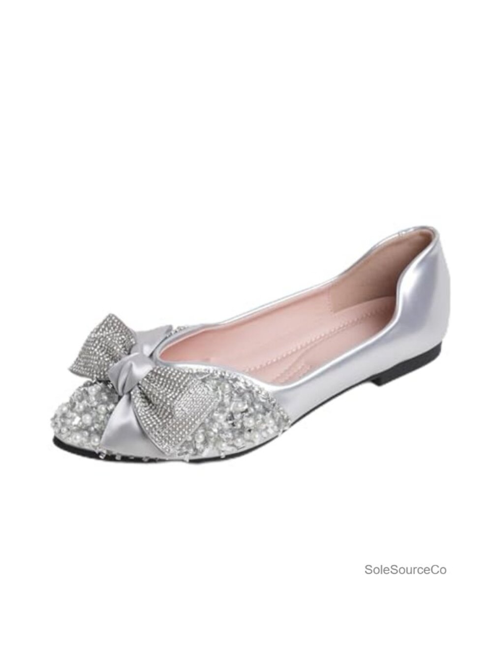 Rhinestone Ballet Flats for Women Pointed Toe Memory Foam Comfort Wedding Dress